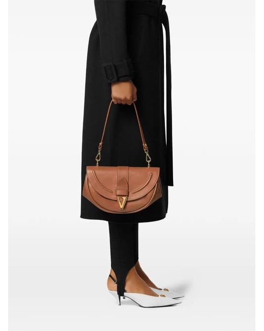 Versace Brown Virtus Leather Shoulder Bag