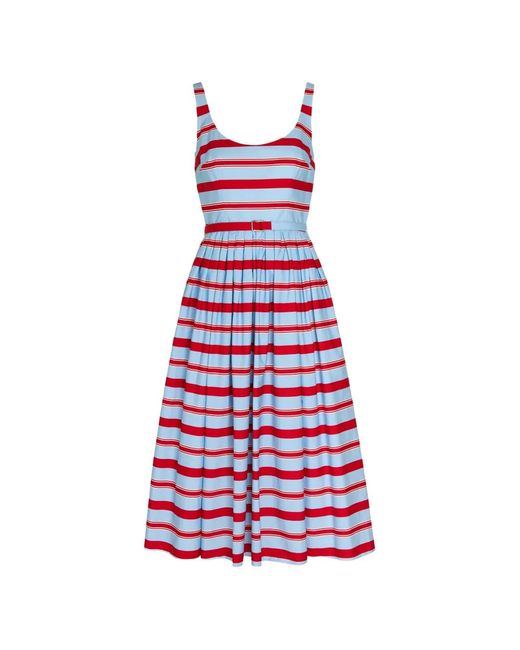 Emilia Wickstead White Eglantine Striped-Pattern Midi Dress