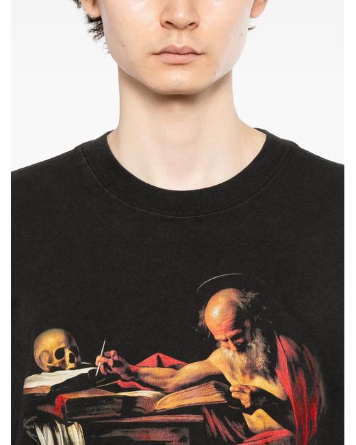 Melt Black Graphic-Print Round Neck T-Shirt for men