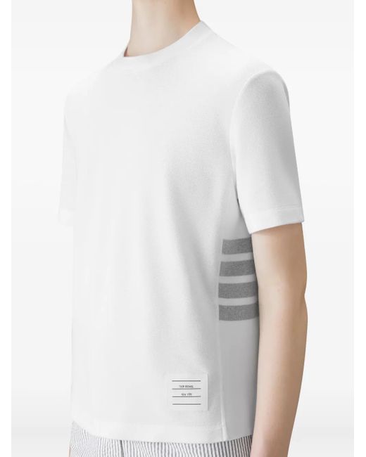 Thom Browne White 4-Bar T-Shirt mit Streifendetail