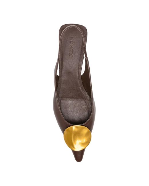 Vic Matié Brown Pointed-Toe Leather Pumps