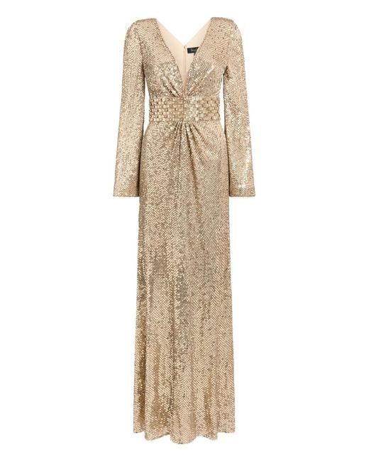 Jenny Packham Natural June Sequin Embellished Maxi Dress