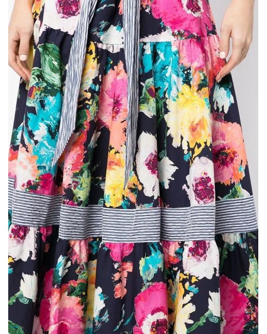 Talbot Runhof Red Floral-Print Midi Skirt