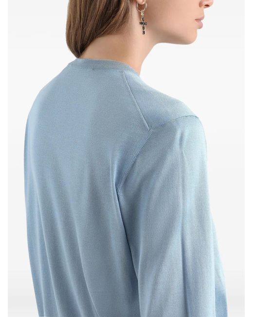 Dolce & Gabbana Blue Floral-Appliqué Cardigan