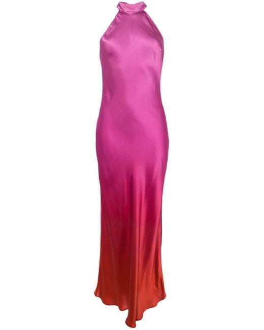 Rixo Pink Savona Silk Midi Gown