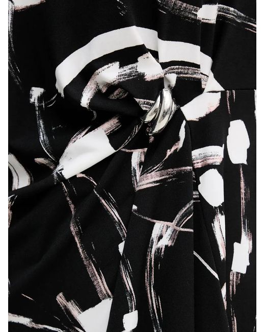Joseph Ribkoff Black Graphic-Print Knot Top