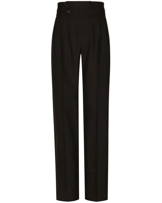 Dolce & Gabbana Black Silk-Cotton Tailored Trousers for men