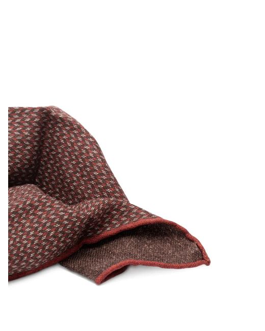 Brunello Cucinelli Red Geometric-Pattern Pocket Square for men