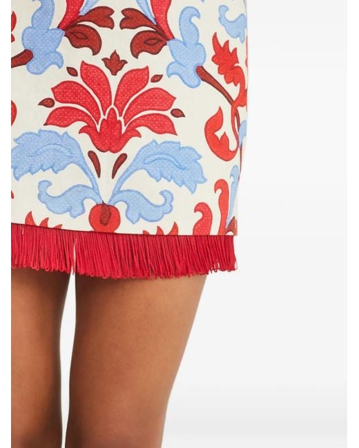 Cara Cara Red Valencia Floral Fringed Mini Dress