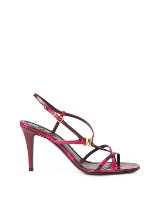 Fendi Pink Logo-Plaque Strappy Sandals