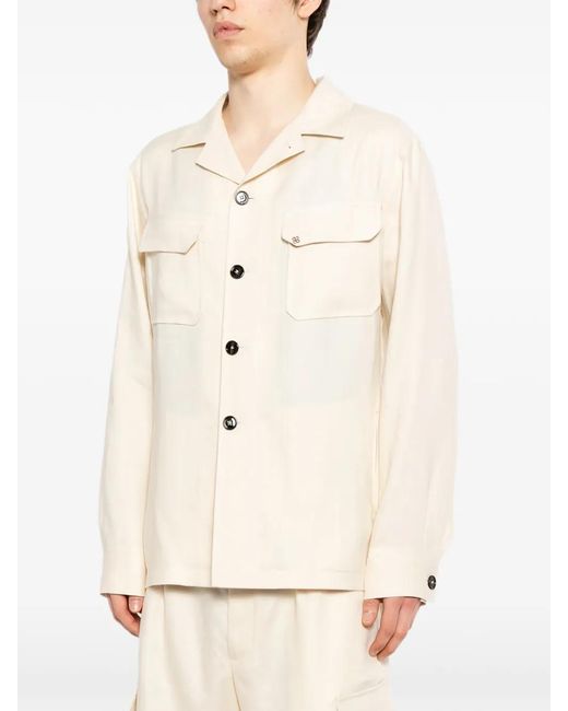 Tagliatore White Chest Flap Pockets Jacket for men
