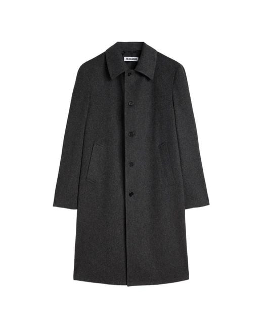 Jil Sander Black Single-Breasted Wool Coat for men