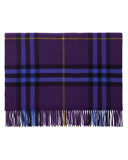 Burberry Purple Check-pattern Cashmere Scarf