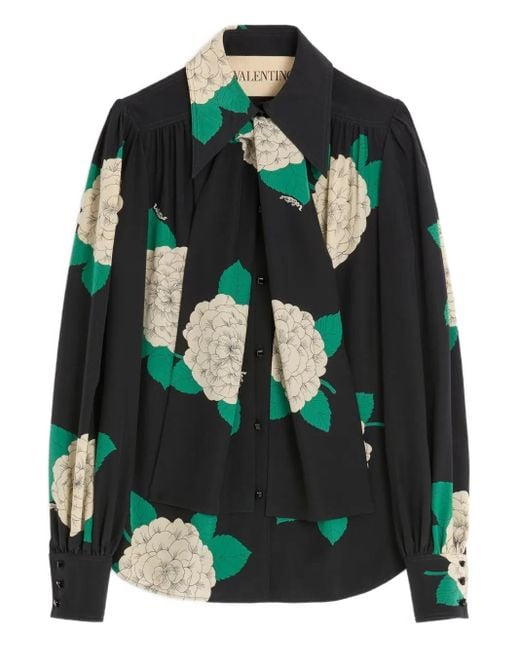 Valentino Garavani Green Crepe De Chine Shirt