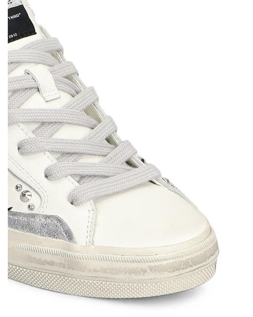 Crime London White Deconstructed Stud-Embellished Sneakers