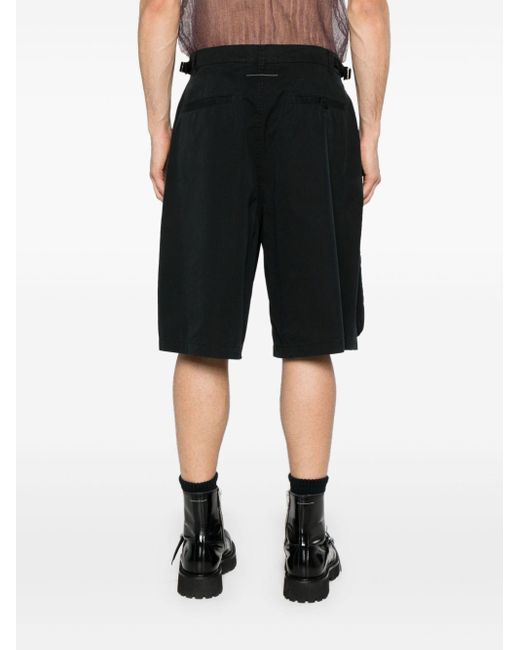 MM6 by Maison Martin Margiela Black Mid-Rise Cotton Cargo Shorts for men