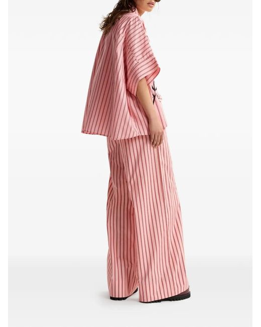 Essentiel Antwerp Pink Striped Drawstring-Waist Trousers