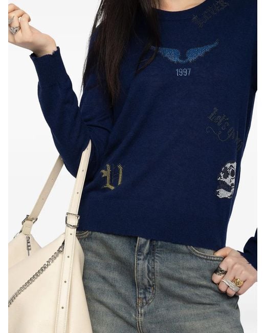 Zadig & Voltaire Blue Crystal-Embellishment Sweater