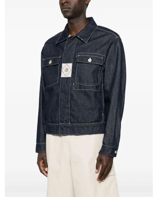 C P Company Blue Logo Patch Denim Jacket for men