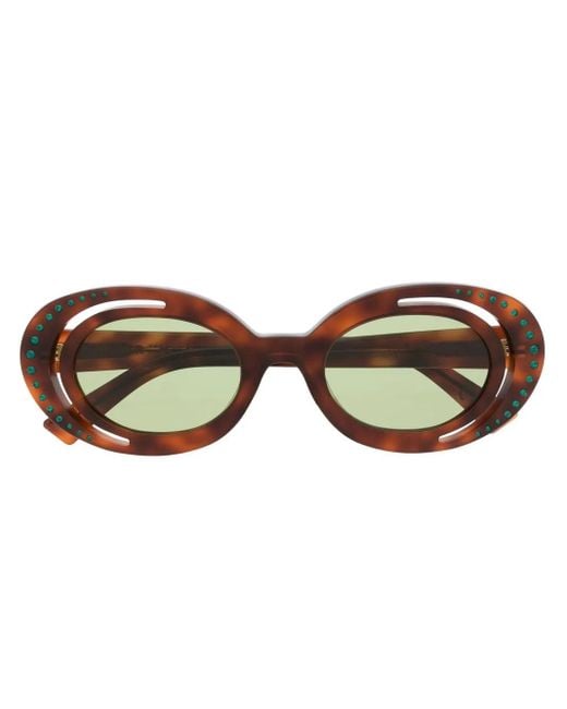 Marni Brown Zion Tortoiseshell Oval-Frame Sunglasses