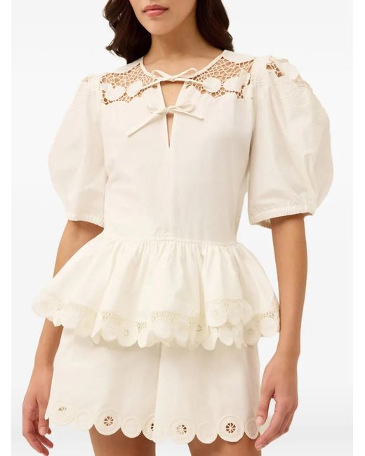 Marie Oliver Natural Betty Lace Scalloped Shorts