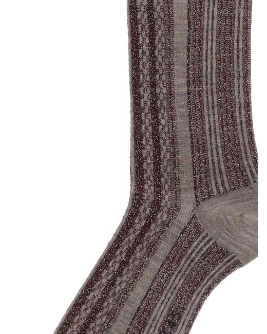 ANT45 Brown Mannar Vertical-Stripe Socks