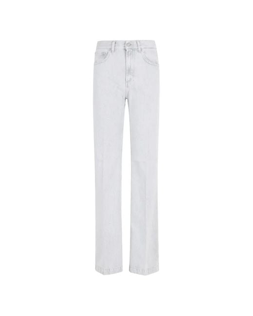 Dondup White Belt-Loop Pocket Jeans
