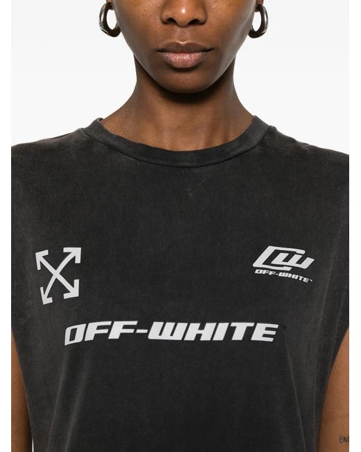 Off-White c/o Virgil Abloh Black Marble-Effect Logo-Print Dress