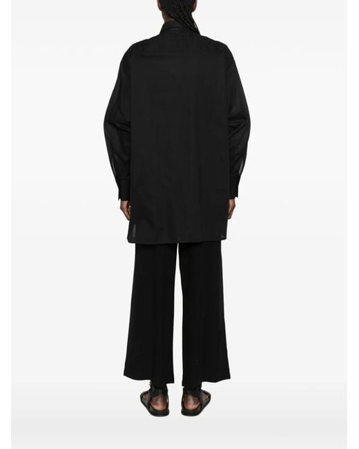 Ermanno Scervino Black Broderie-Anglaise Floral-Appliqué Shirt