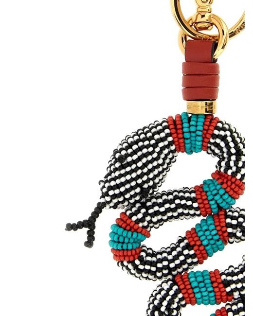 Etro White Beaded Snake Keyring