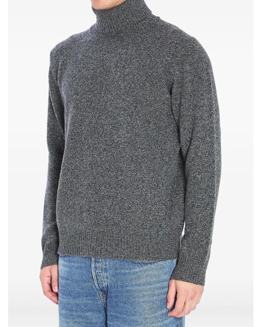 Roberto Collina Gray Turtleneck Ribbed Sweater for men