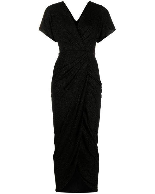 Robe longue à design froncé Nissa en coloris Black