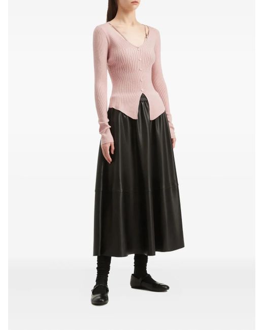 B+ AB Pink Button-Fastening Ribbed Cardigan