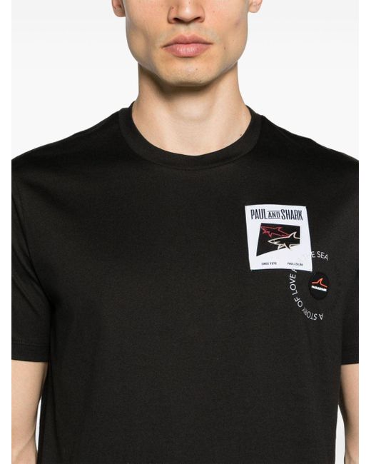 Camiseta con parche del logo Paul & Shark de hombre de color Black