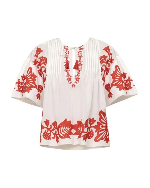 Sea Liliana Pleated Embroidered Blouse