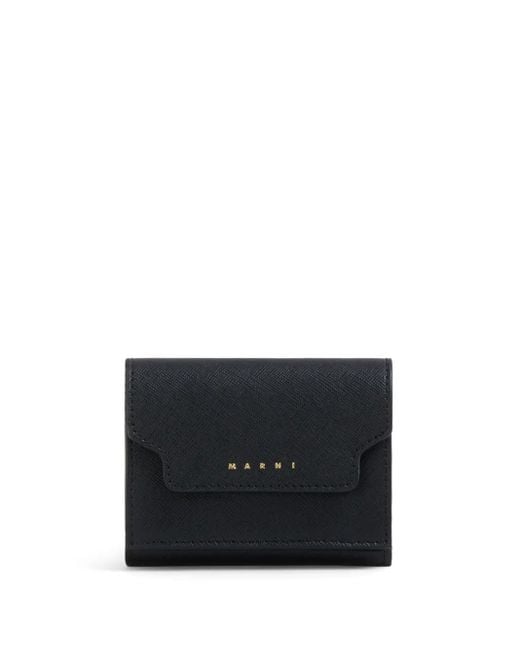 Marni Black Tri-Fold Leather Wallet
