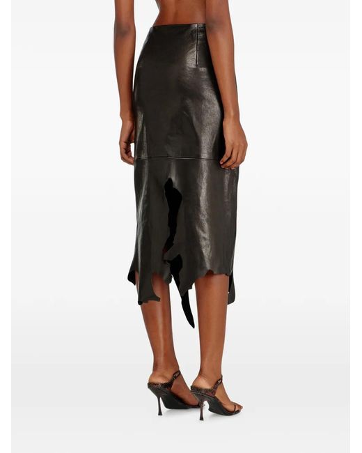 DIESEL Black Jagged Hem Midi Skirt