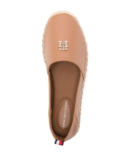 Tommy Hilfiger Brown Logo-Plaque Flat Espadrilles