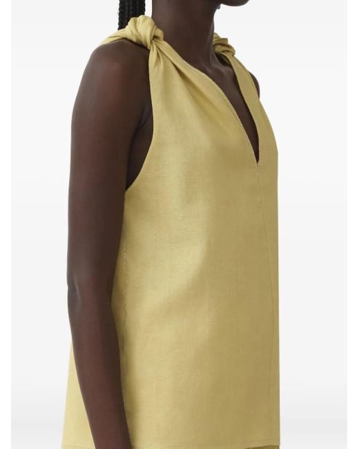 Fabiana Filippi Yellow V-Neck Sleeveless Top