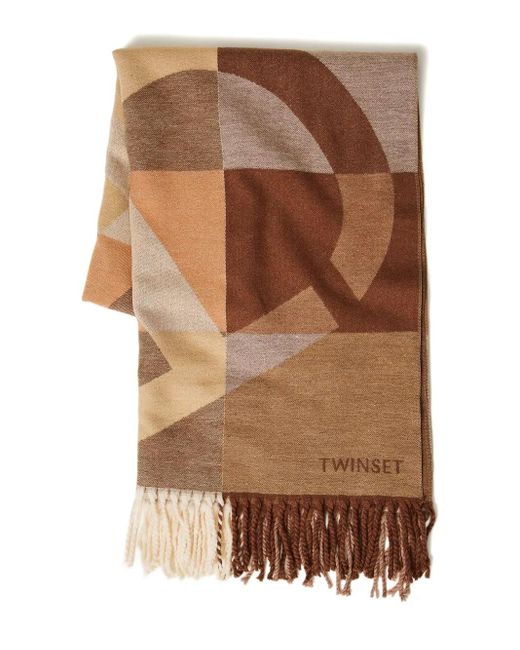 Twinset Brown Schal mit geometrischem Muster