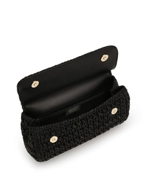 Dolce & Gabbana Black Mini Sicily Interwoven Tote Bag