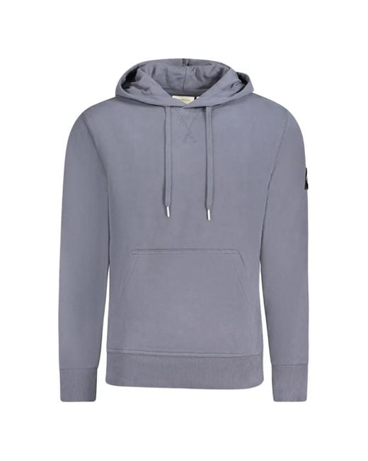 Calvin Klein Blue Logo-Patch Drawstring Hoodie for men