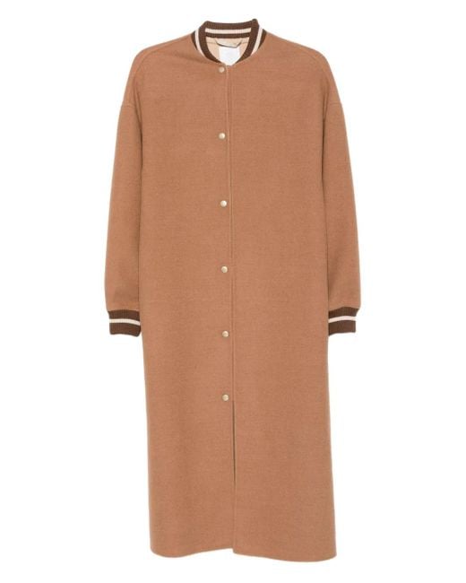 Eleventy Brown Ribbed-Cuff Wool Coat