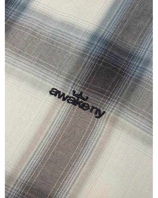 AWAKE NY Blue Orchard St Plaid Shirt for men