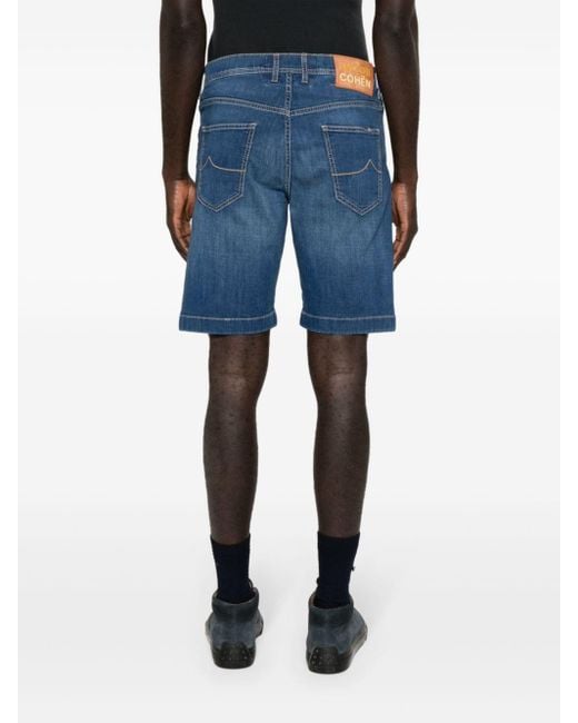 Jacob Cohen Blue Nicolas Low-Rise Denim Shorts for men