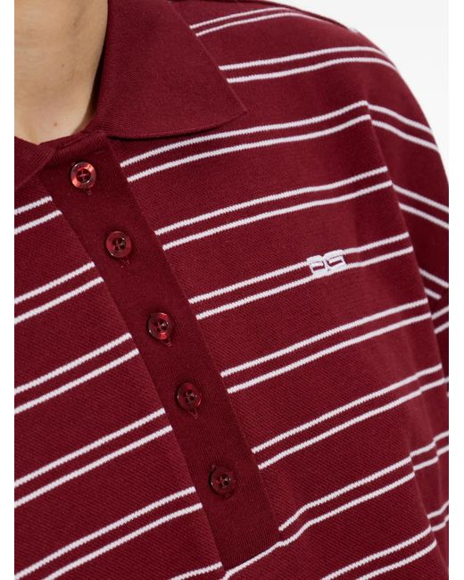 Gestuz Red Pilova Striped Short-Sleeve Polo Shirt
