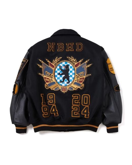 Neighborhood Blue Patchwork Bomber Jacket for men