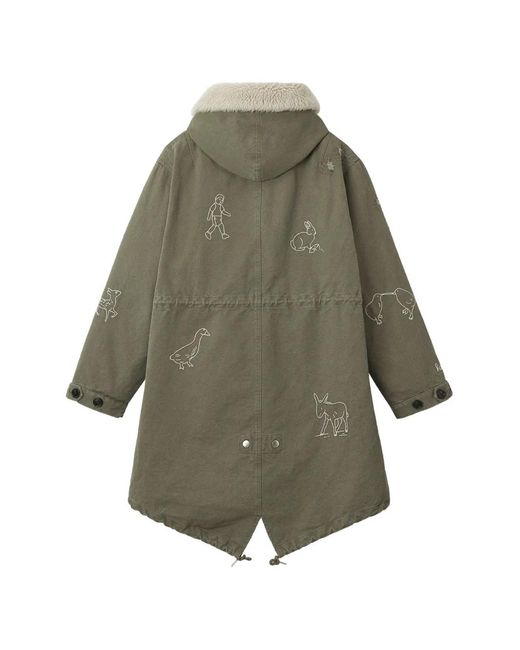Sea Gray Embroidered Shearling-Trim Jacket