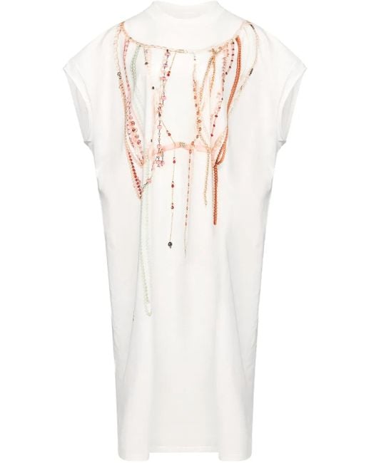 MM6 by Maison Martin Margiela White Bead Detailing Maxi Dress