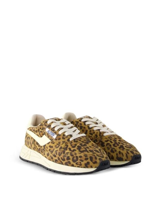 Autry Metallic Reelwind Leopard-Print Sneakers